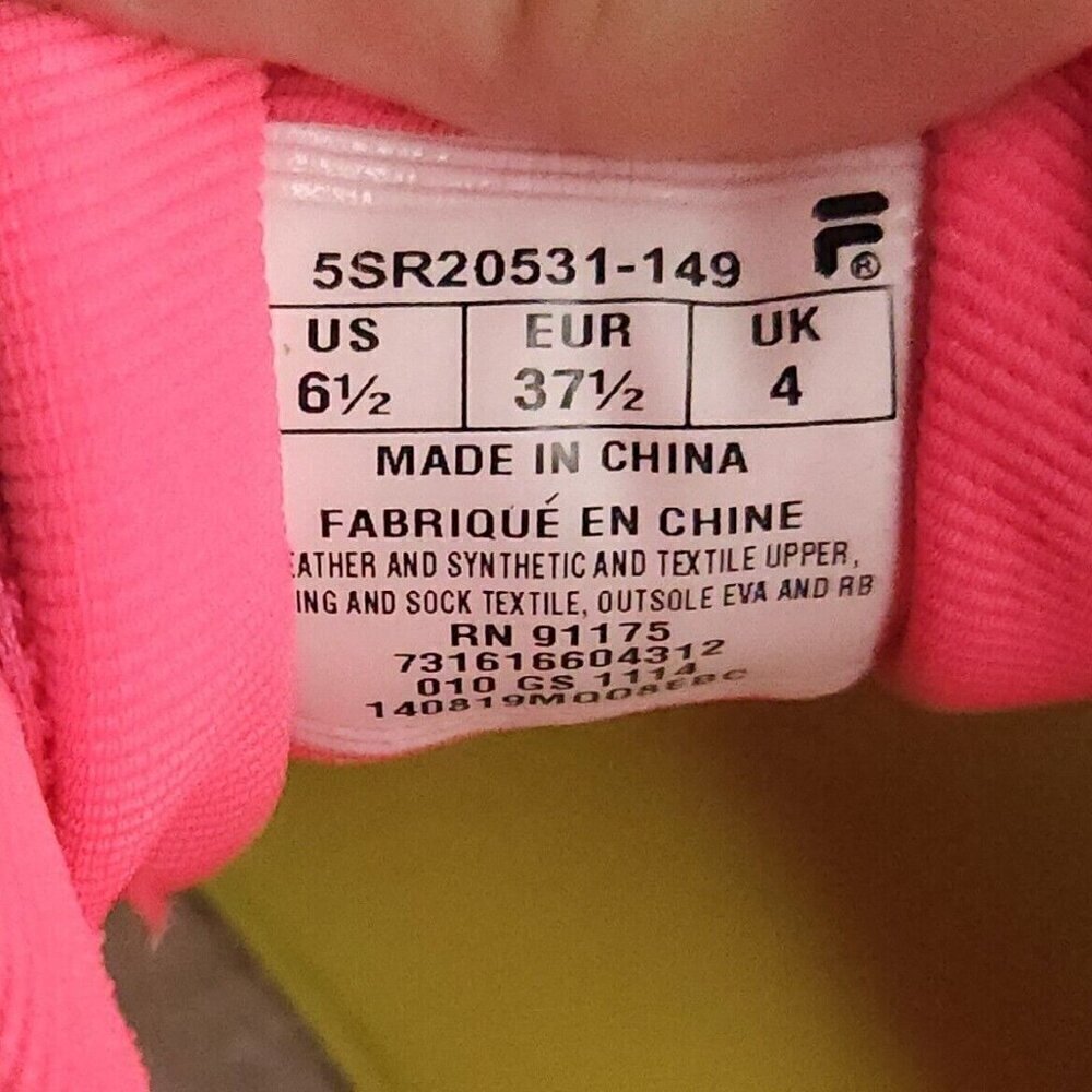 Fila Womens White And Neon Athletic Shoes 6 1/2 - Picture 7 of 7